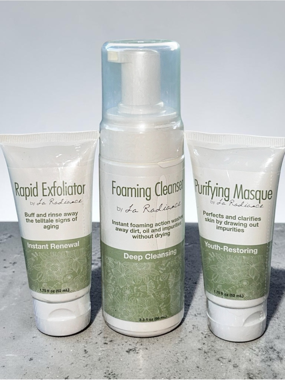 💟La Radiance Cleansing Set Foaming Cleanser Rapid Exfoliator Purifying Masque